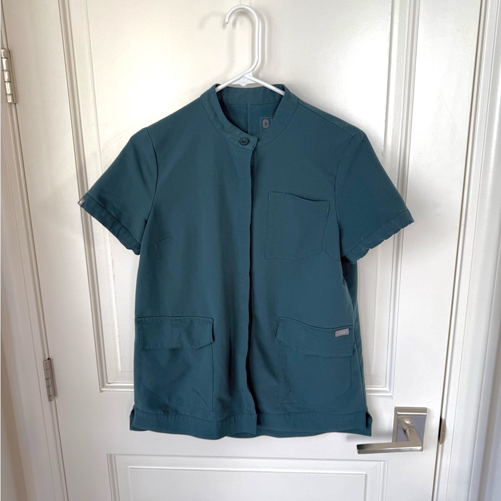 Figs Technical Collection Teal Green Button Up Sc… - image 1